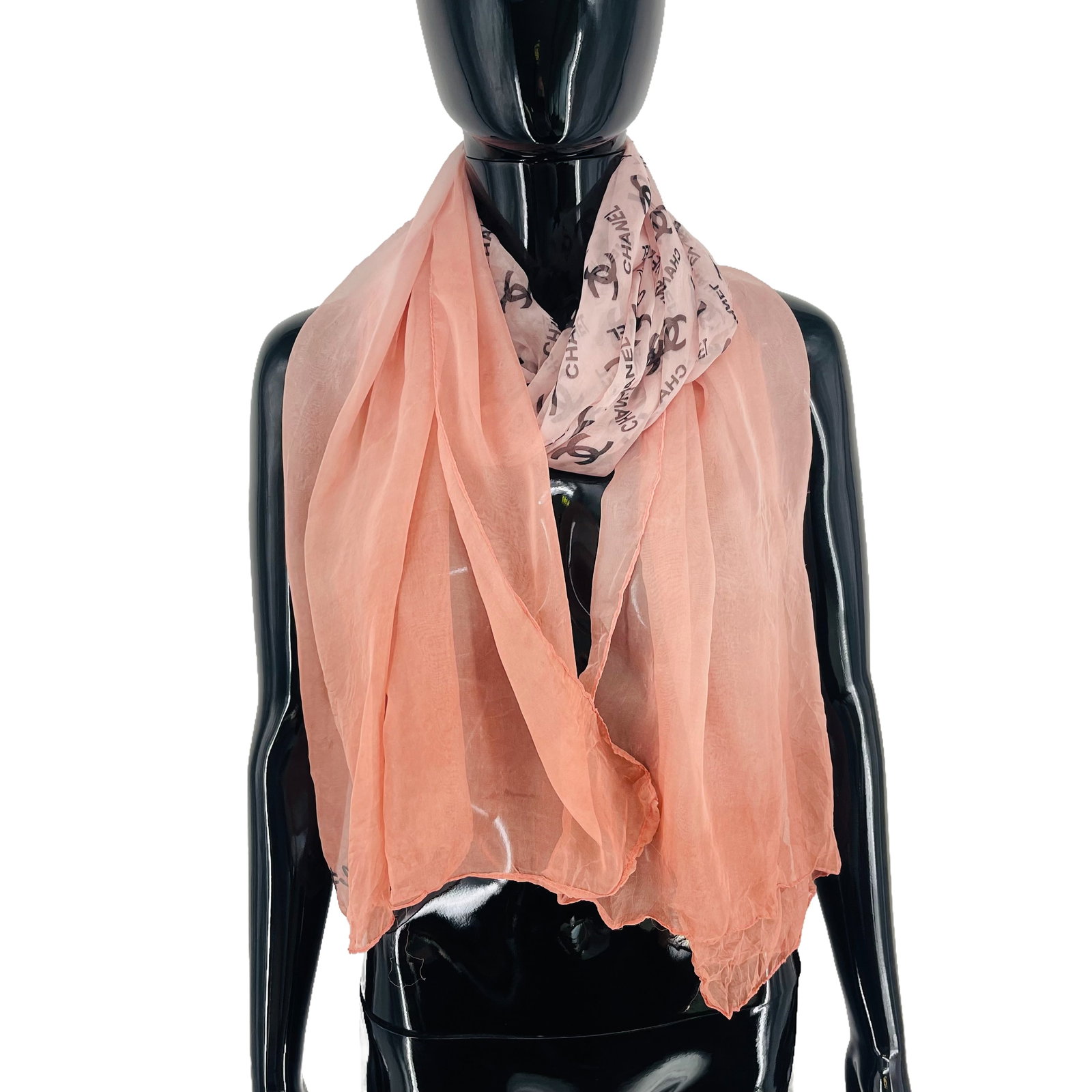 Chanel Pink Printed 100% Silk Scarf - 4
