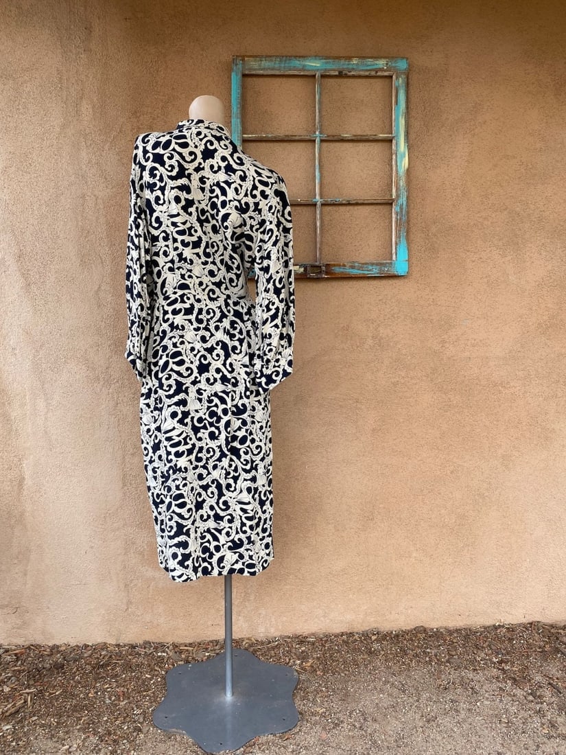 Vintage 1940s Rayon Dress w Ladies Novelty Print Sz L W32 - 7