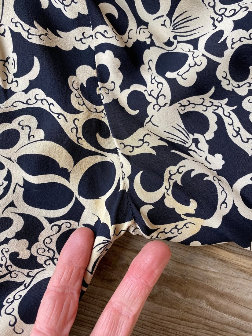 Vintage 1940s Rayon Dress w Ladies Novelty Print Sz L W32 - 9