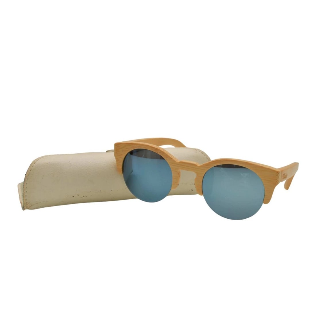 Woodys Barcelona Hiroto 0,33 Wooden Beige Round Sunglasses - 2
