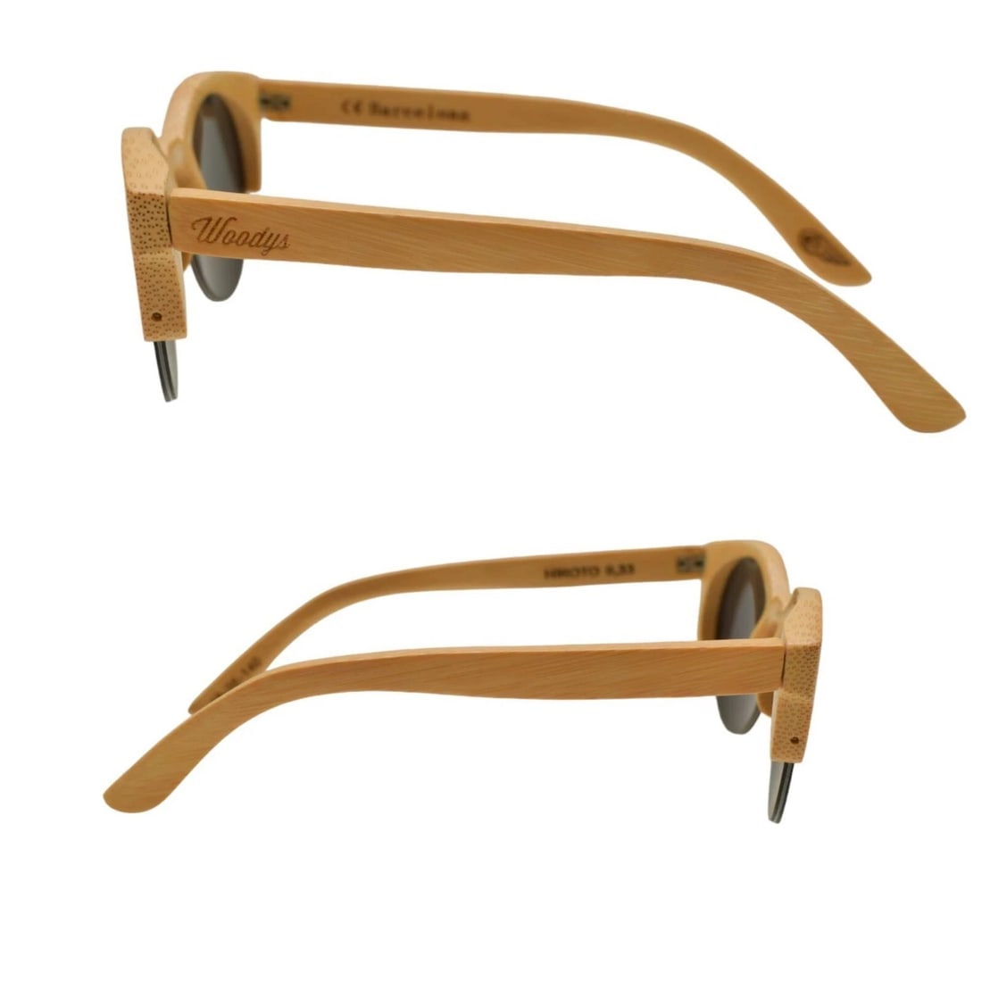 Woodys Barcelona Hiroto 0,33 Wooden Beige Round Sunglasses - 5
