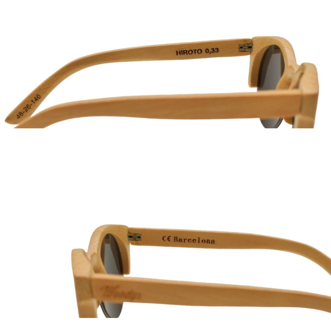 Woodys Barcelona Hiroto 0,33 Wooden Beige Round Sunglasses - 6