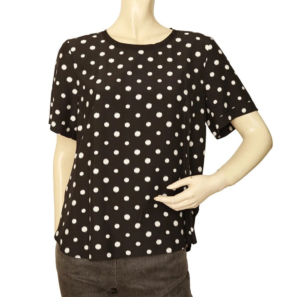 Comptoir des Cotonniers Black White Polka Dots Silk T- Shirt Blouse top size 38 (1 of 6)