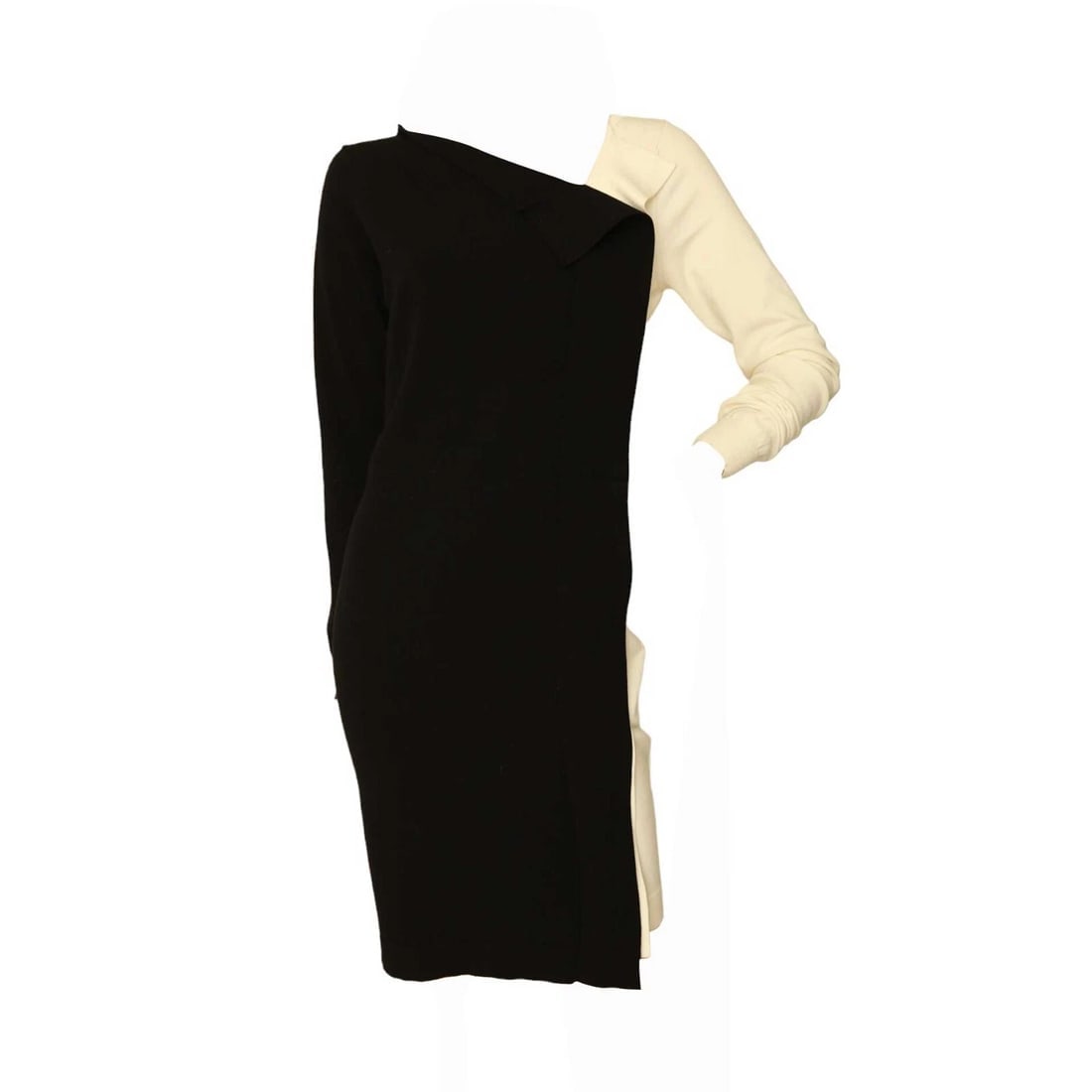Twinset Black & White Viscose Knit Knee Length Tank Asymmetric dress Size S - 3