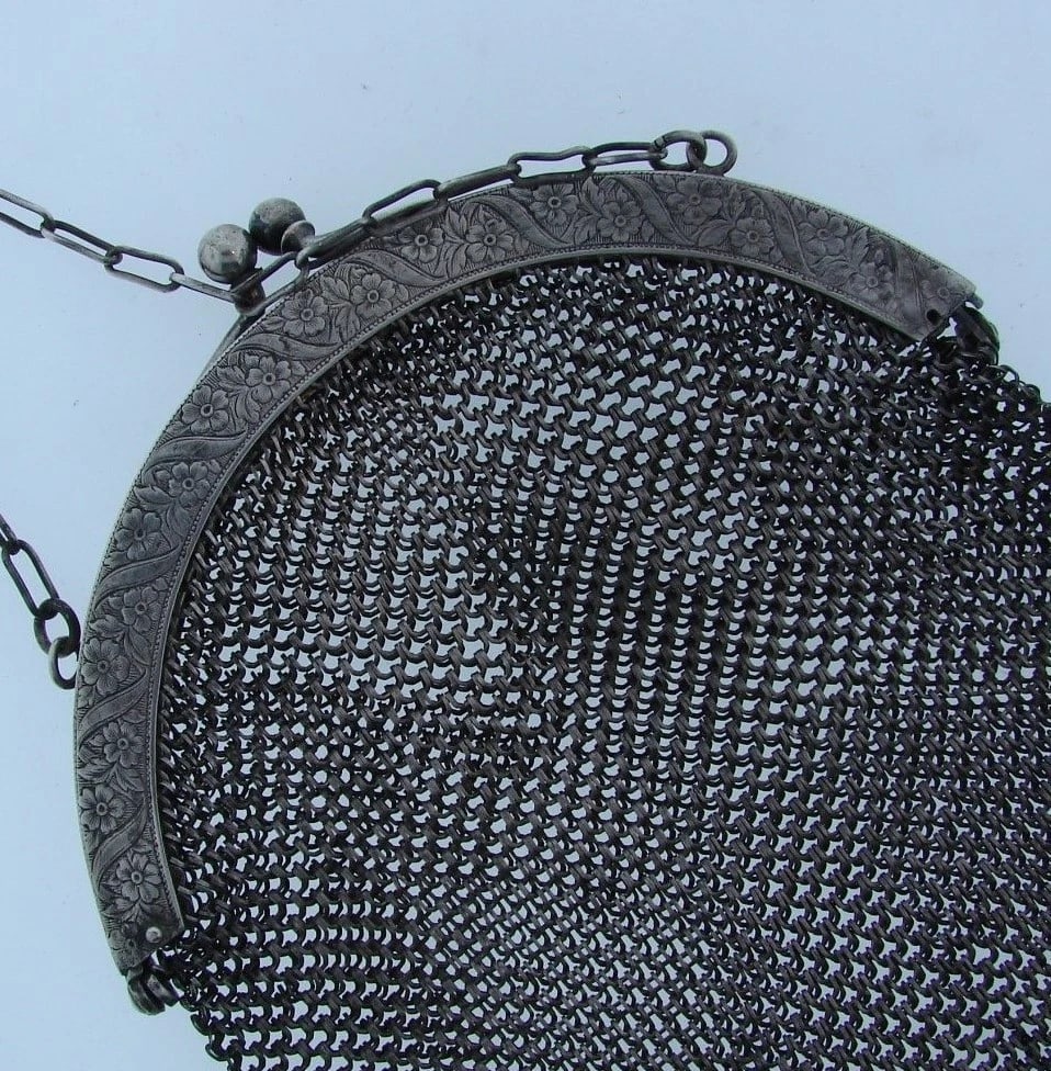 WOW German Silver Mesh Purse Circa 1930s! - 4