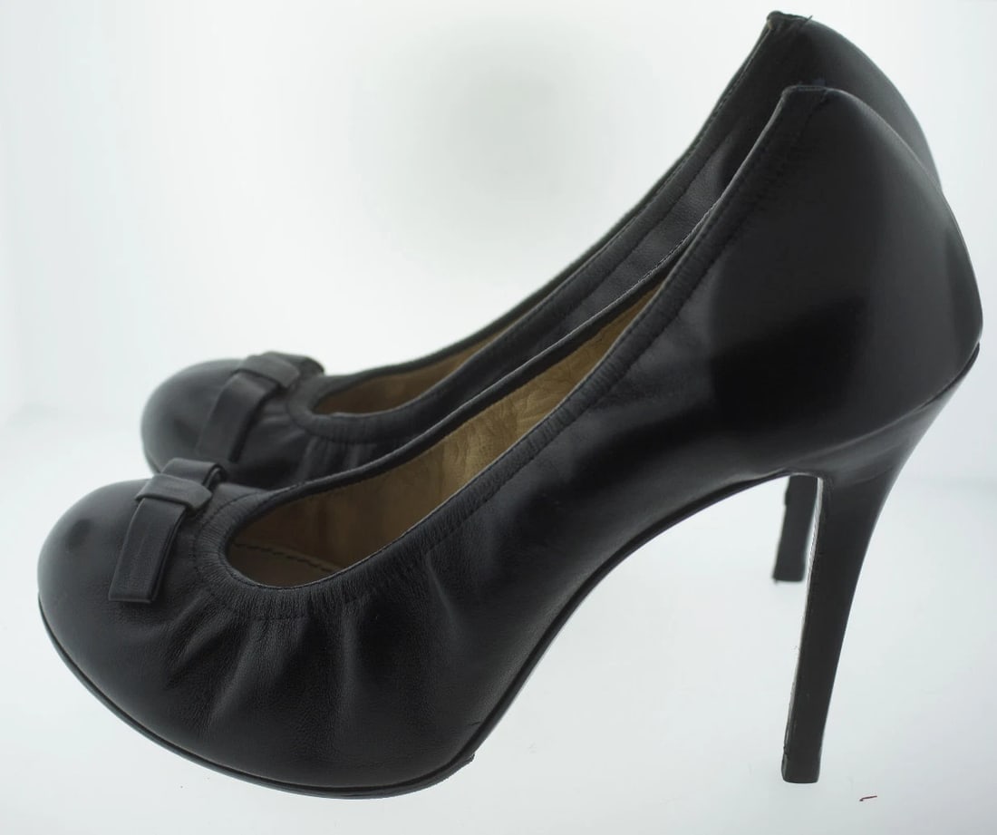 LANVIN MADE IN FRANCE 2003 HEELS PUMP SHOES CLASSY STYLISH BLACK LEATHER 40 - 2