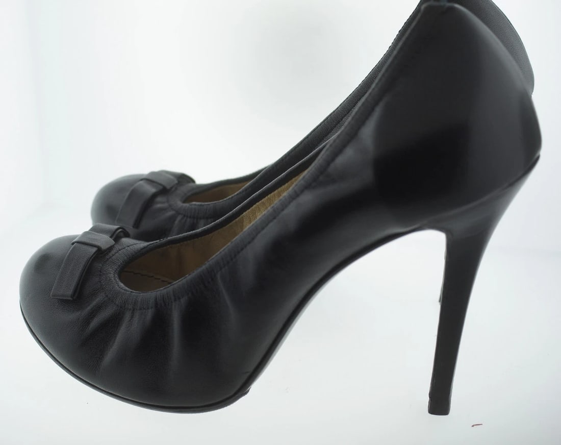 LANVIN MADE IN FRANCE 2003 HEELS PUMP SHOES CLASSY STYLISH BLACK LEATHER 40 - 4