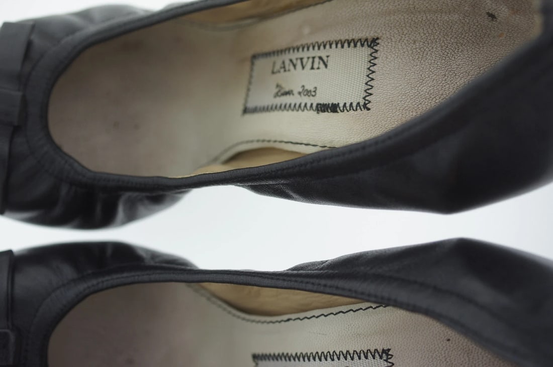 LANVIN MADE IN FRANCE 2003 HEELS PUMP SHOES CLASSY STYLISH BLACK LEATHER 40 - 7