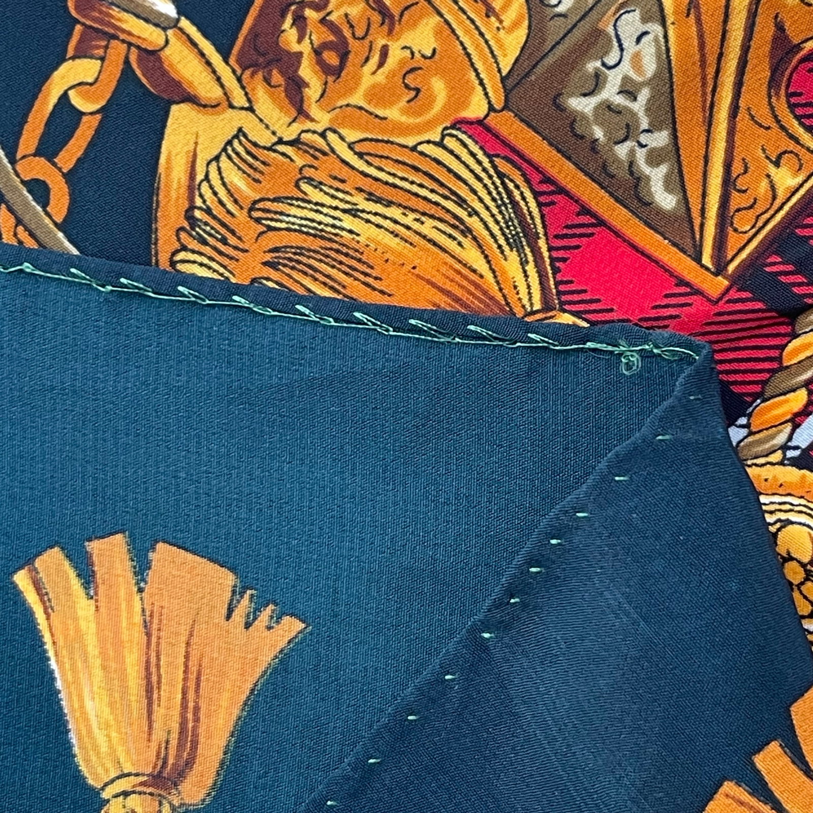 Hermes Dark Green Printed 100% Silk Scarf - 6