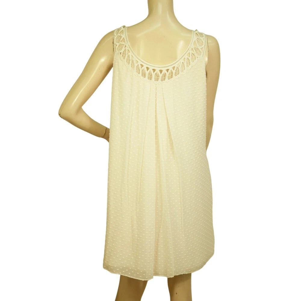 Temperley London Ivory Silk Cotton "Swiss Dot" Lace Straps Mini Dress size UK 10 - 2