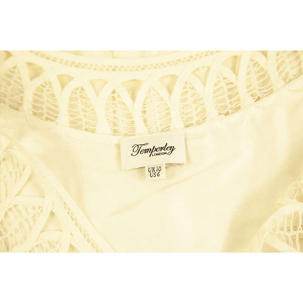 Temperley London Ivory Silk Cotton "Swiss Dot" Lace Straps Mini Dress size UK 10 - 3