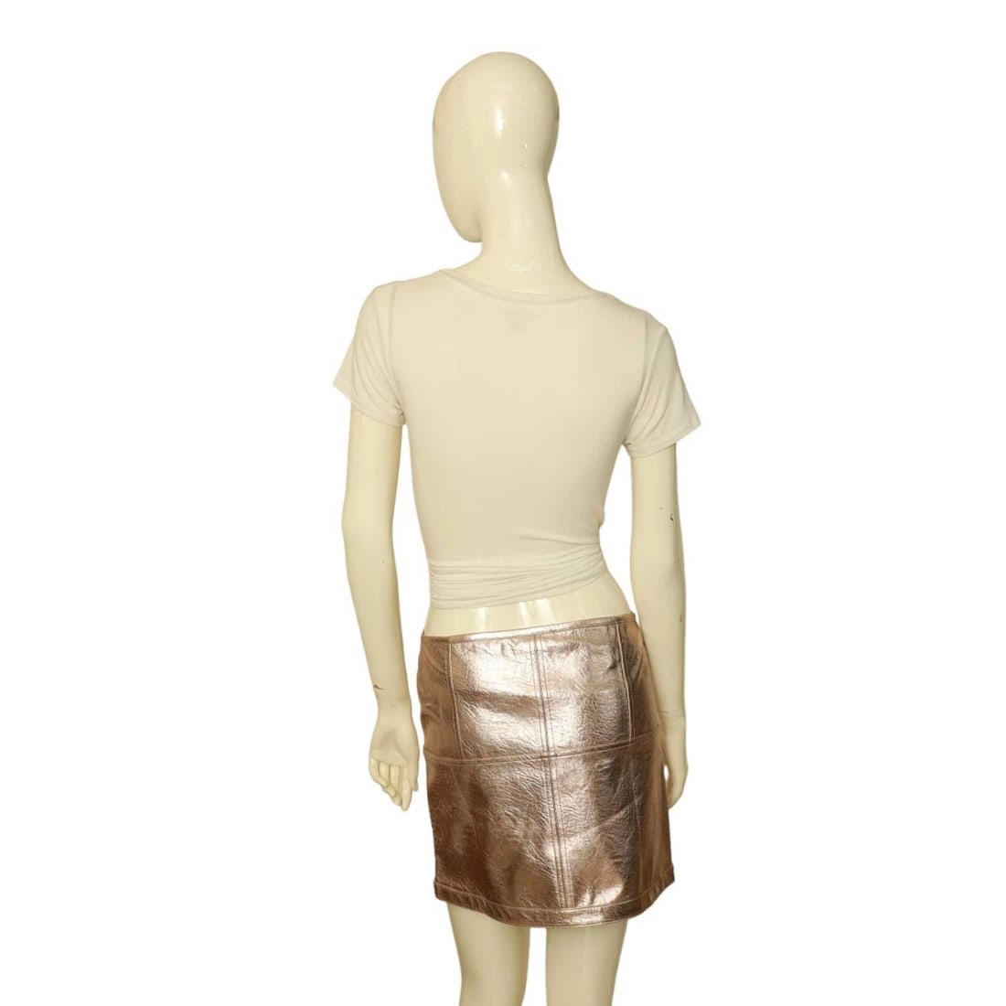 For Love and Lemons LUNA Pink Gold Metallic Short Mini Skirt w. Pockets Size S - 2