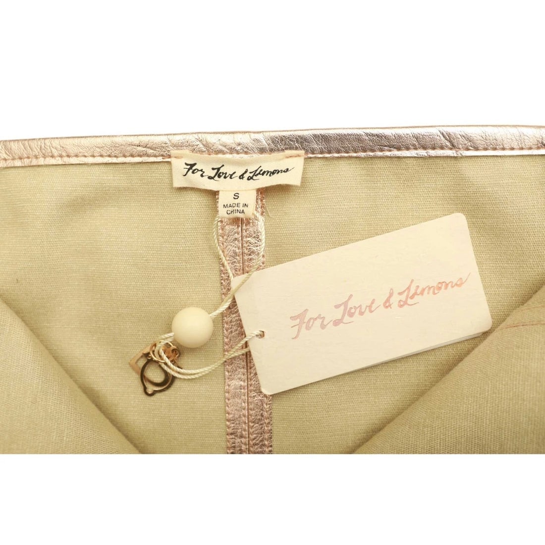 For Love and Lemons LUNA Pink Gold Metallic Short Mini Skirt w. Pockets Size S - 4
