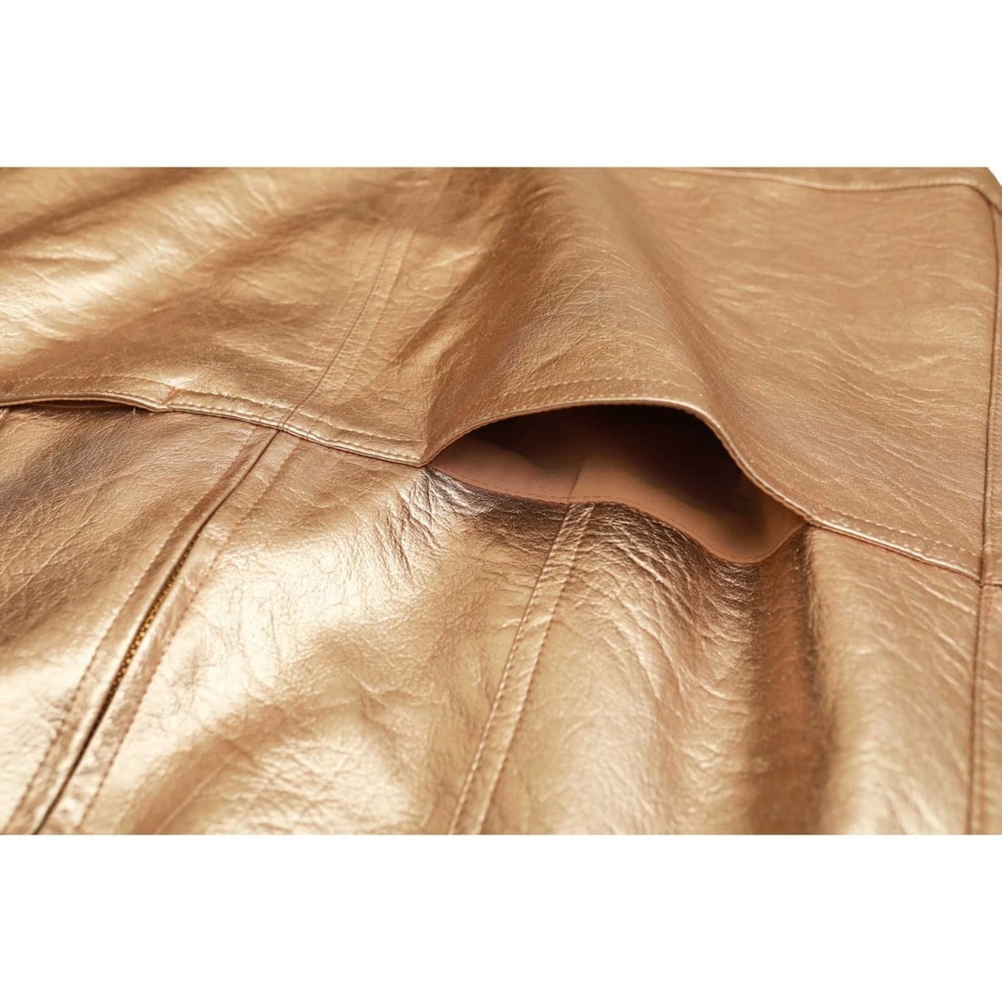 For Love and Lemons LUNA Pink Gold Metallic Short Mini Skirt w. Pockets Size S - 8