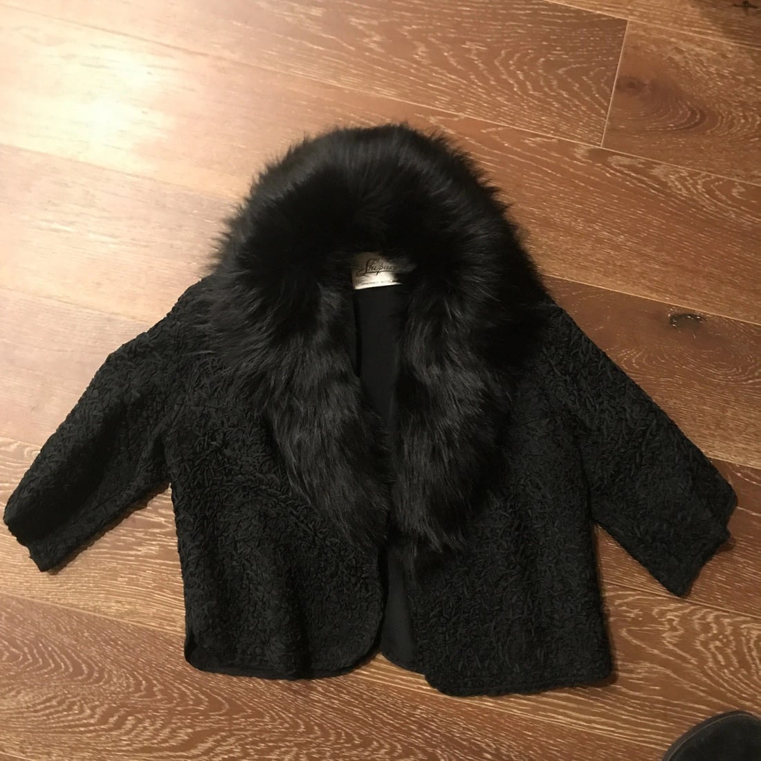 Vintage Shepard Rhode Island Black Fur Detachable Collar Coat Jacket Size Medium - 2