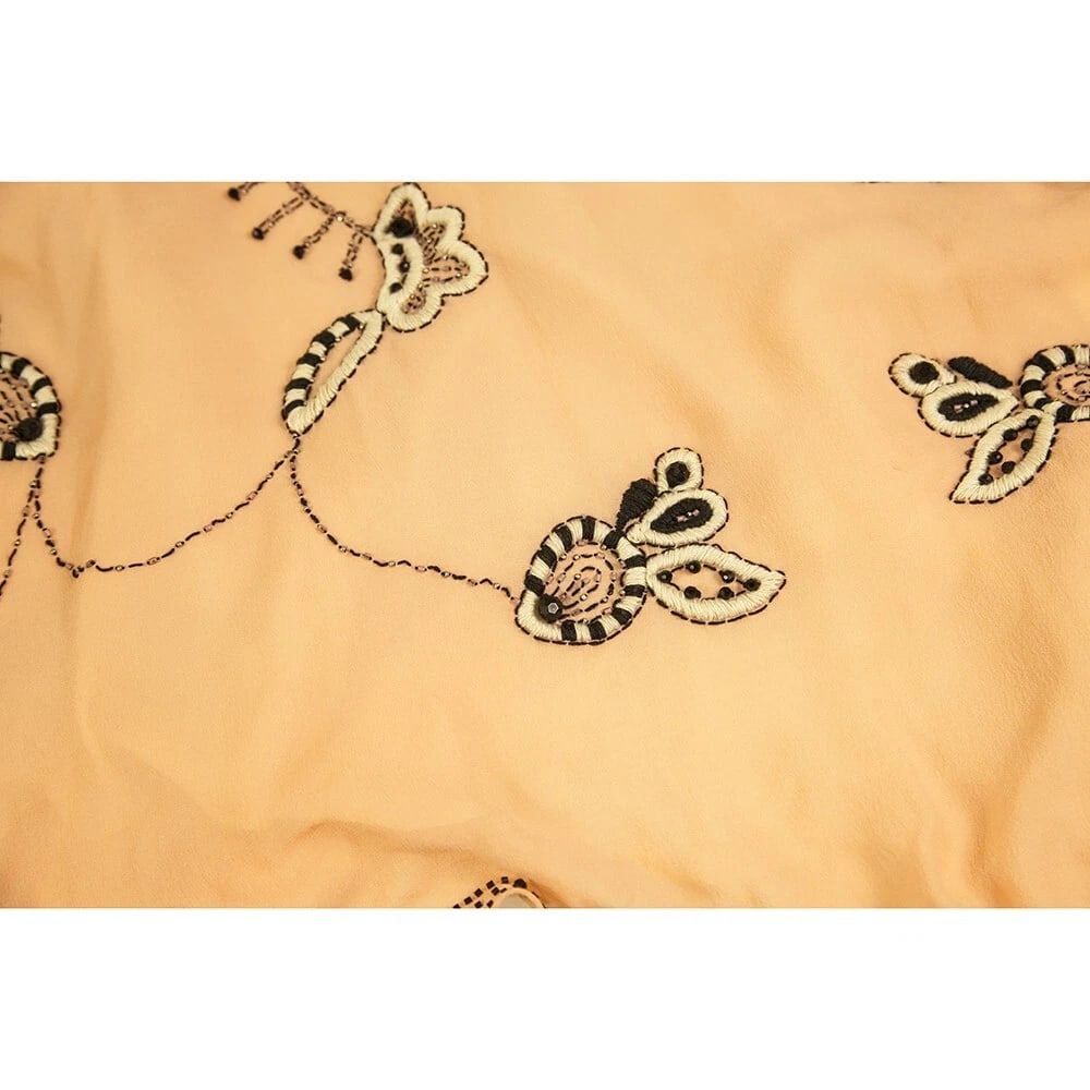 Temperley London Peach Silk Floral Beaded Embroidery Knee Dress size UK 10 - 7
