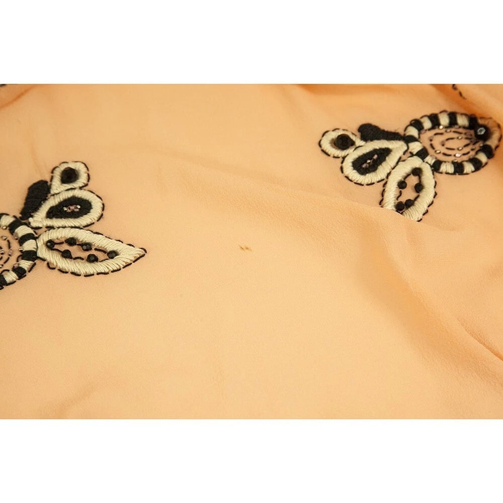 Temperley London Peach Silk Floral Beaded Embroidery Knee Dress size UK 10 - 8