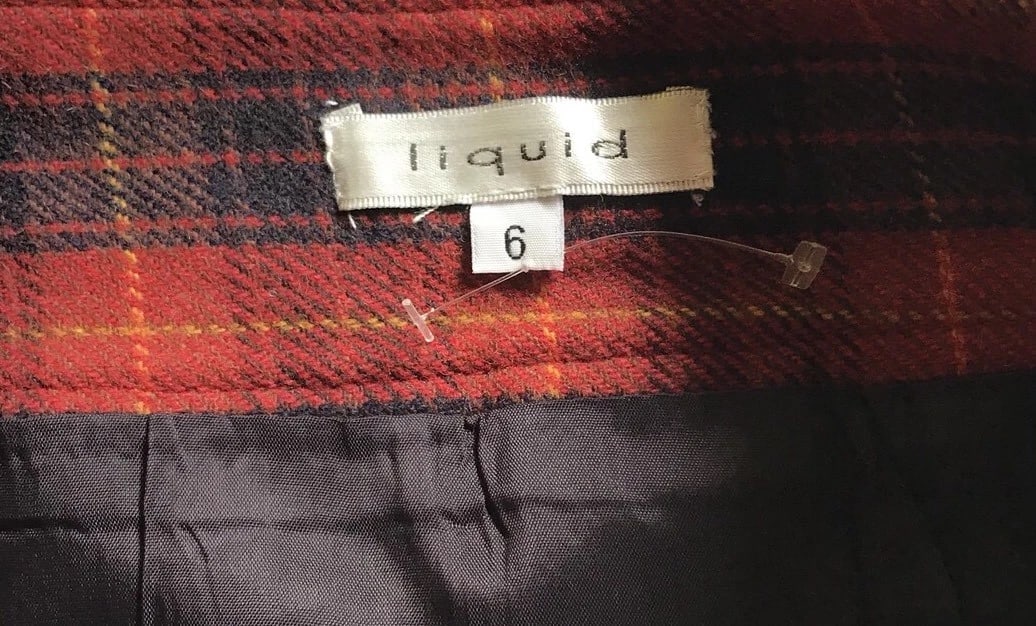 Liquid Plaid Skirt Size 6 Wool Blend - 3