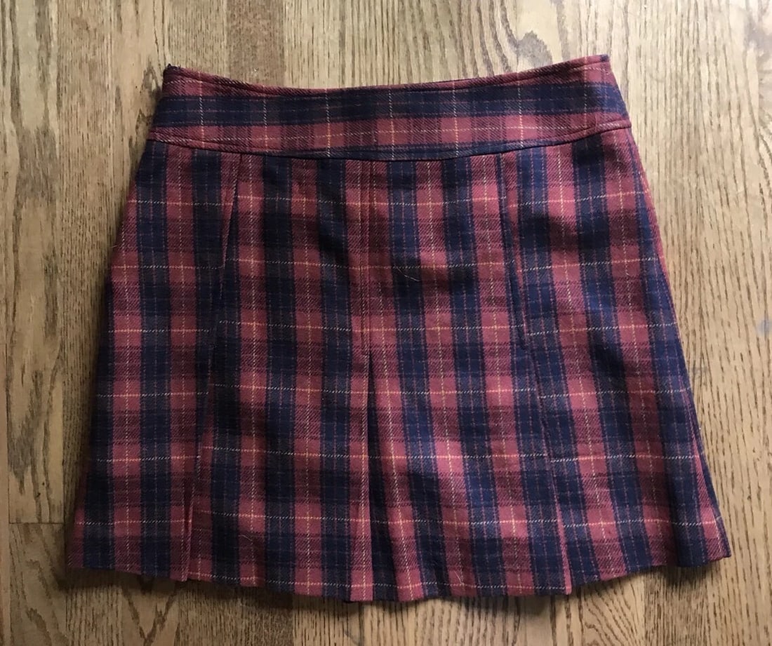 Liquid Plaid Skirt Size 6 Wool Blend - 5
