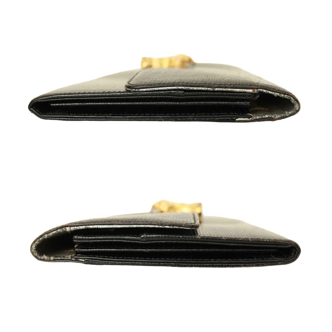 Gianfranco Ferre Black Lizard Leather Flap Top Clutch Bag Goldtone Lion Paw - 3
