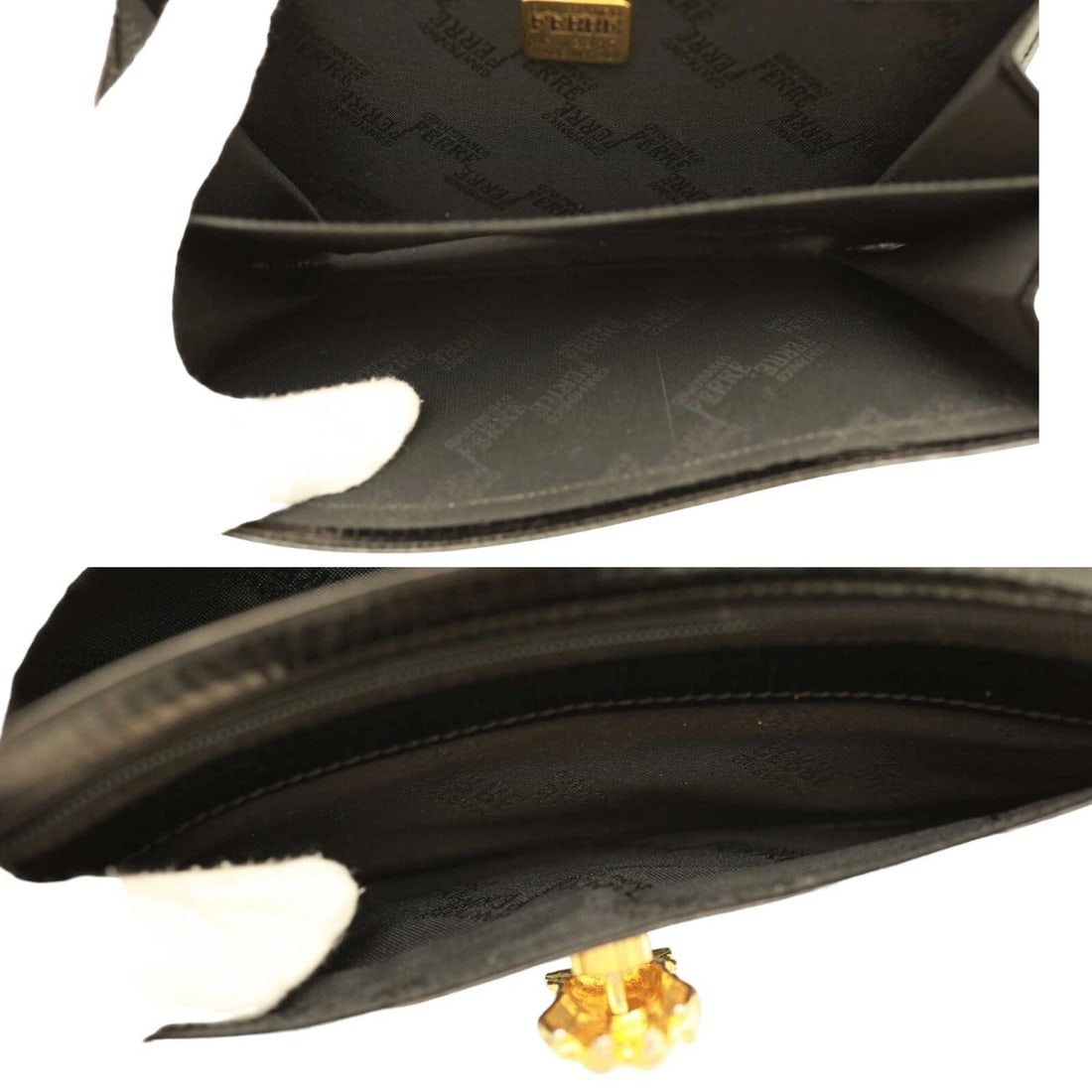 Gianfranco Ferre Black Lizard Leather Flap Top Clutch Bag Goldtone Lion Paw - 6