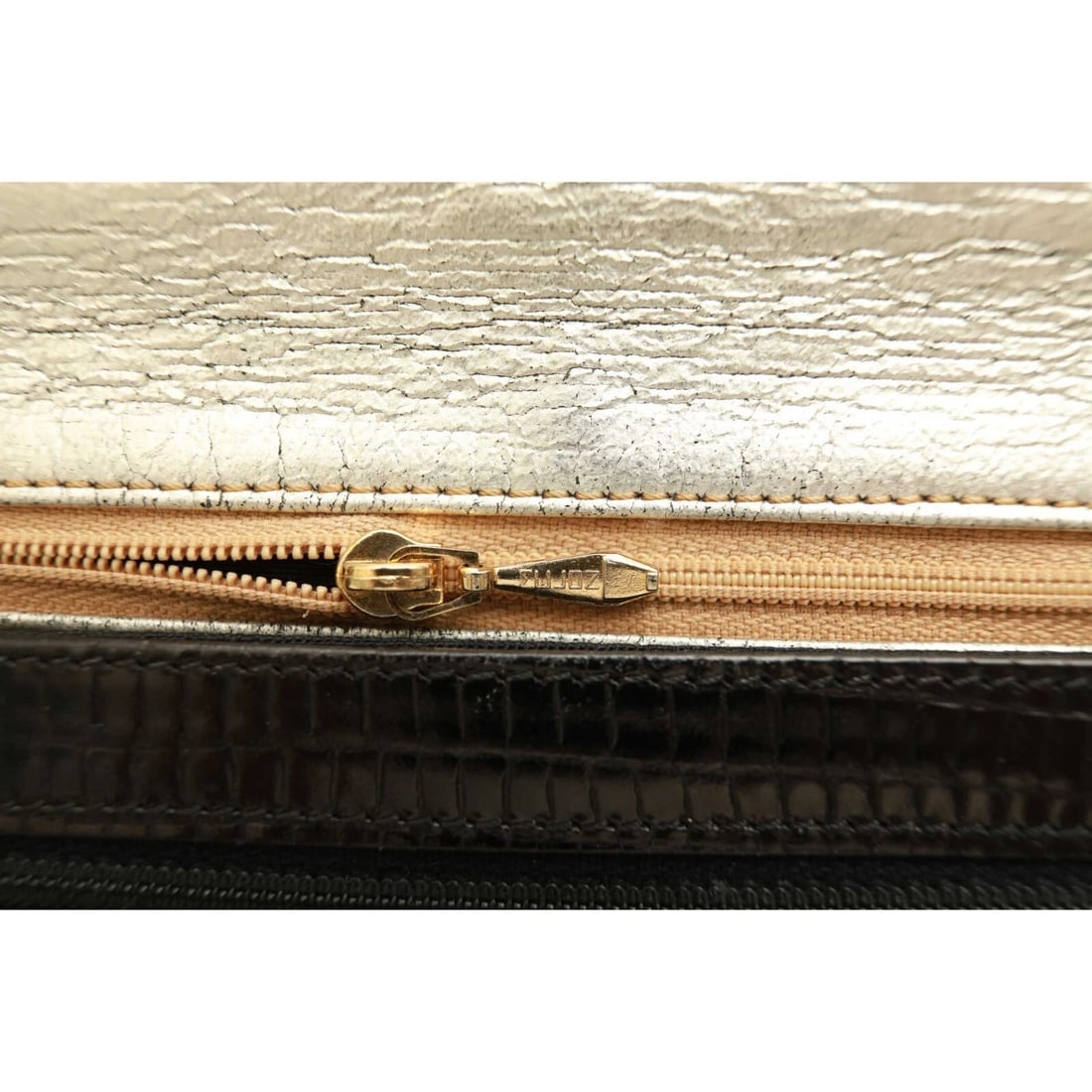 Gianfranco Ferre Black Lizard Leather Flap Top Clutch Bag Goldtone Lion Paw - 9