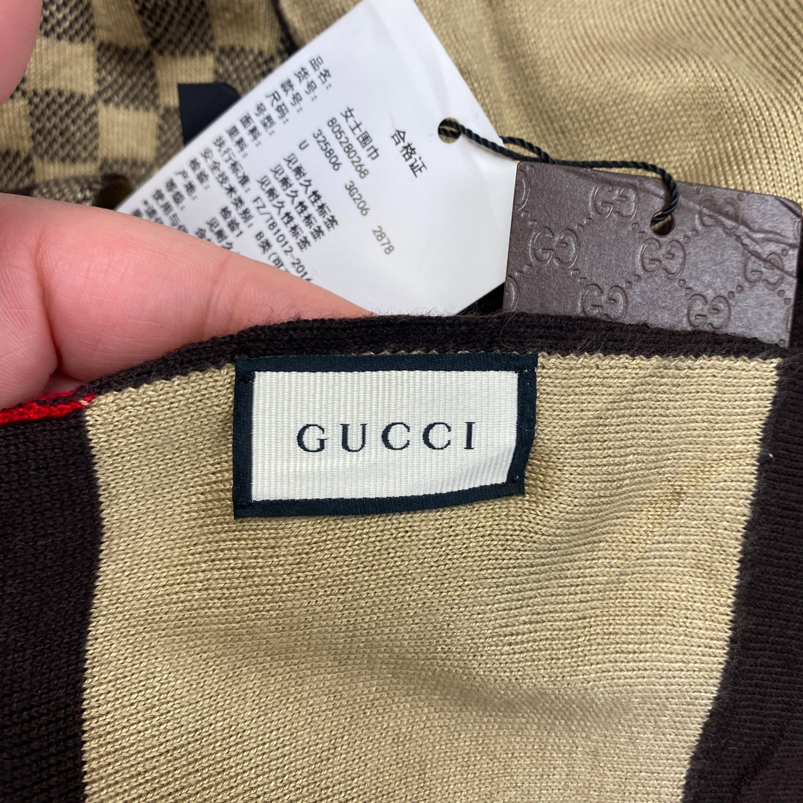 Gucci Light Brown 100% Soft Wool Scarf Brand New! - 10