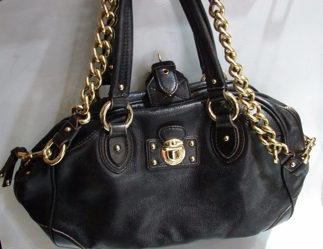 MARC JACOBS LEATHER HOBO HANDBAG DUST BAG GOLD HARDWARE ORIGINAL - 2