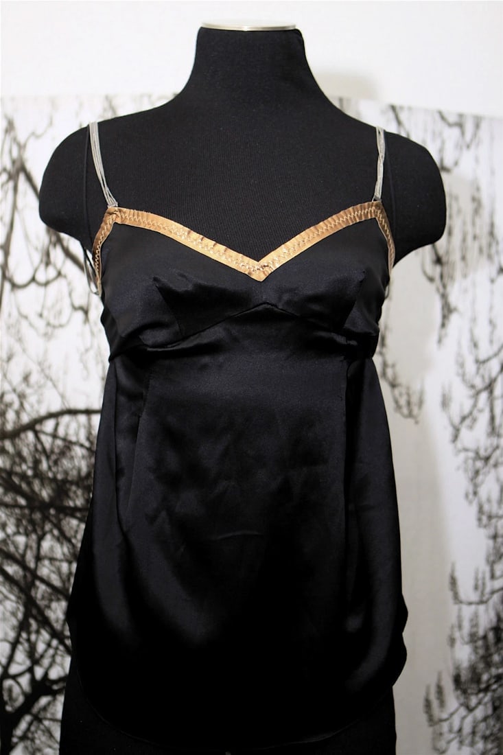 DOLCE & GABBANA MADE IN ITALY SILK LEATHER CHAIN STRAPS TOP TANK TOP BLOUSE - 10