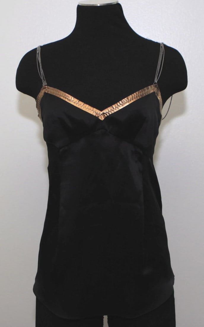 DOLCE & GABBANA MADE IN ITALY SILK LEATHER CHAIN STRAPS TOP TANK TOP BLOUSE - 6