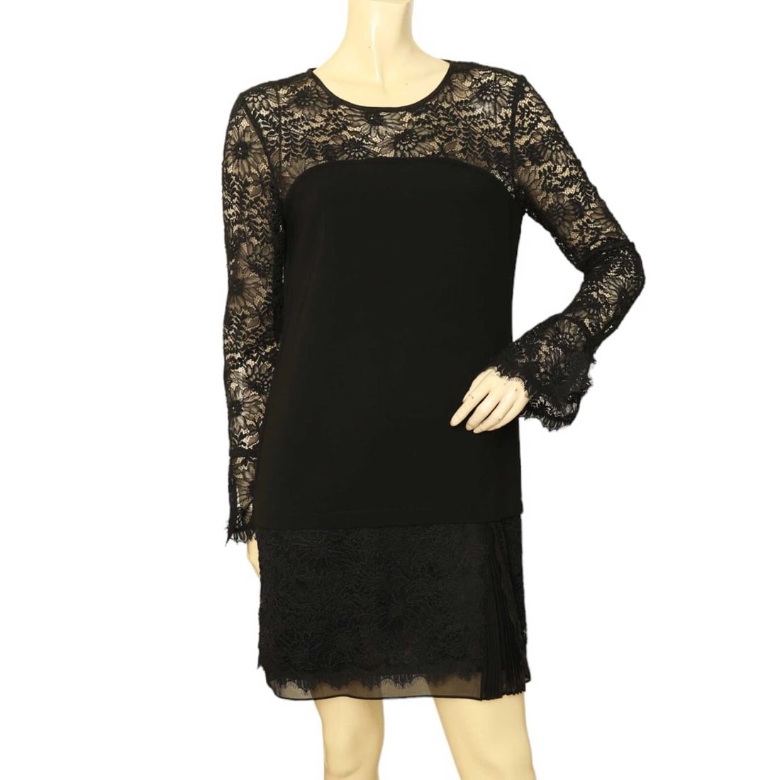 DVF Diane Von Furstenberg Lavana Black Lace Long Sleeve Mini Dress size 4 (1 of 10)