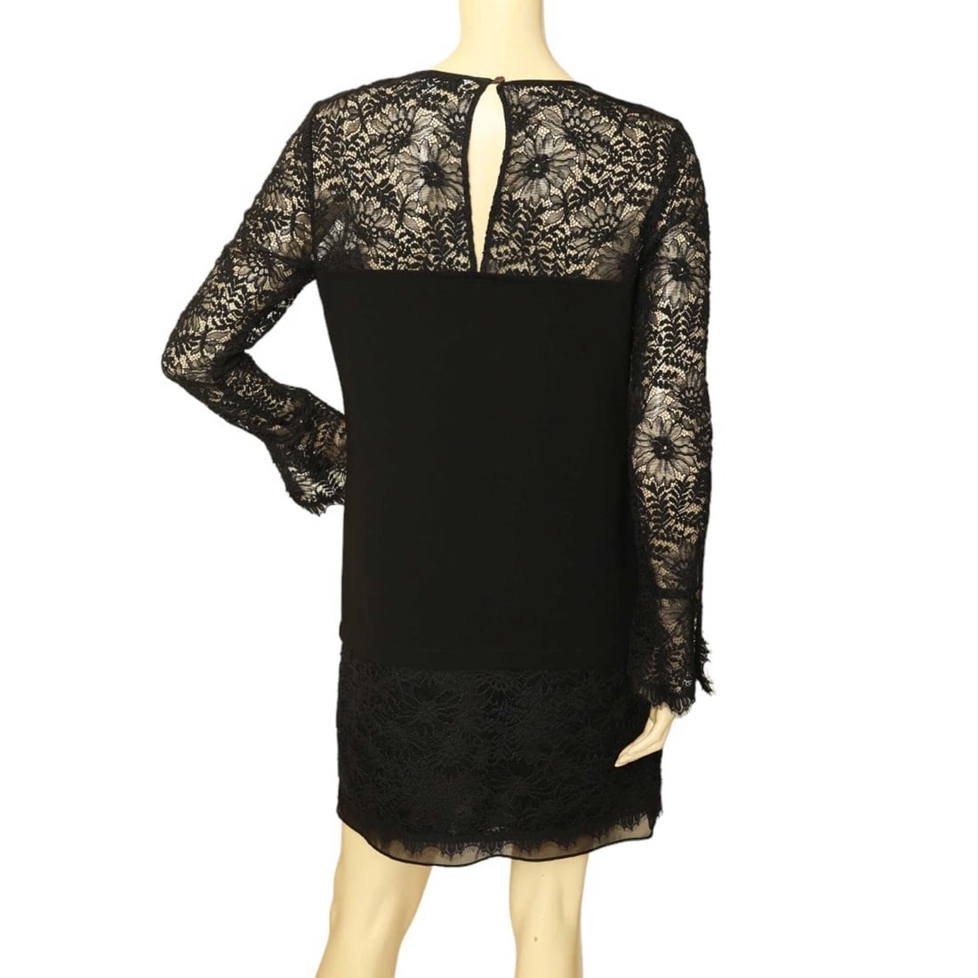 DVF Diane Von Furstenberg Lavana Black Lace Long Sleeve Mini Dress size 4 - 2