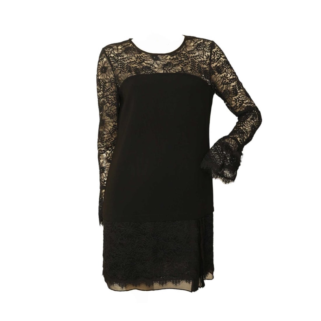 DVF Diane Von Furstenberg Lavana Black Lace Long Sleeve Mini Dress size 4 - 3