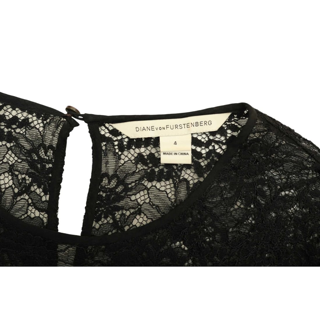 DVF Diane Von Furstenberg Lavana Black Lace Long Sleeve Mini Dress size 4 - 4