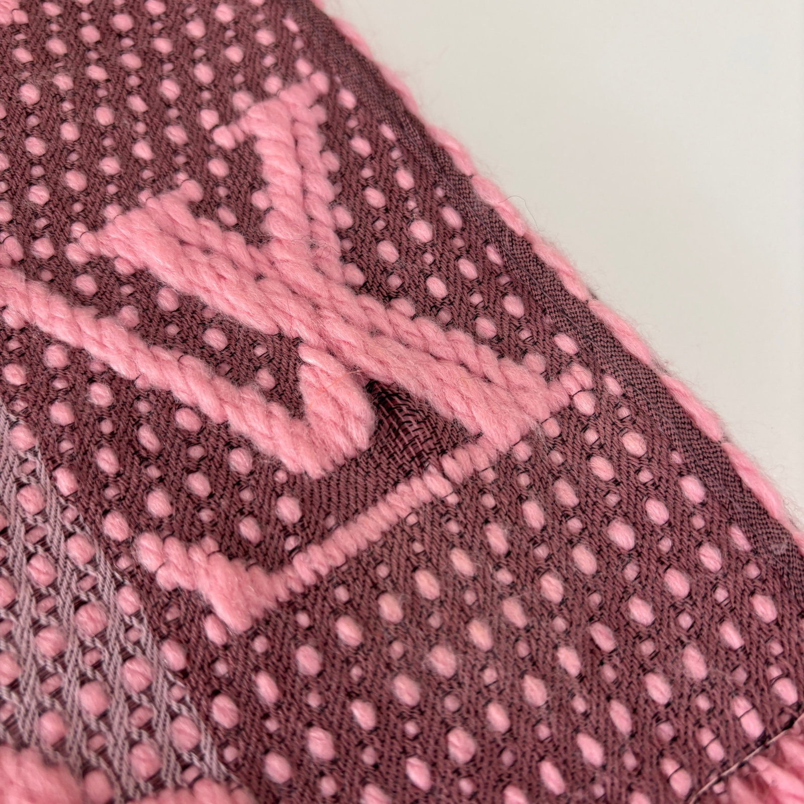 Louis Vuitton Pink Thick Wool & Silk Scarf - 11