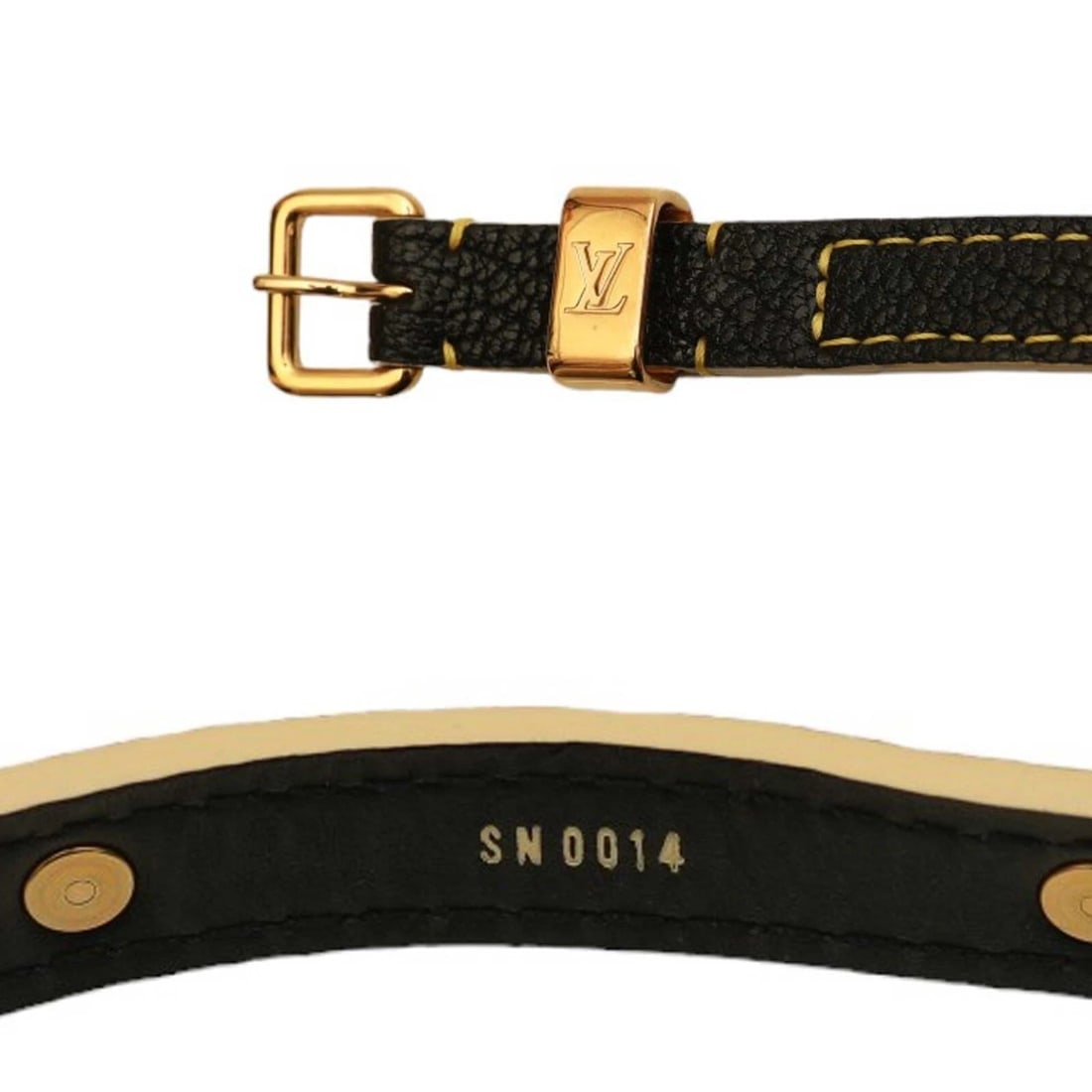 Louis Vuitton Black Leather Pyramid Studded Long Double Wrap Thin Skinny Belt - 2