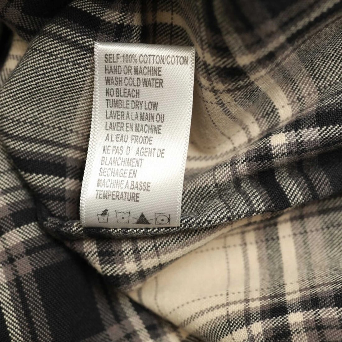 James Perse Cream Black Check Cotton Button Down Flannel Shirt Top size 1 - 5