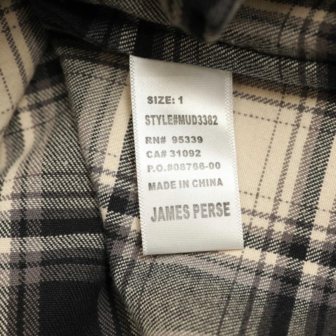 James Perse Cream Black Check Cotton Button Down Flannel Shirt Top size 1 - 6