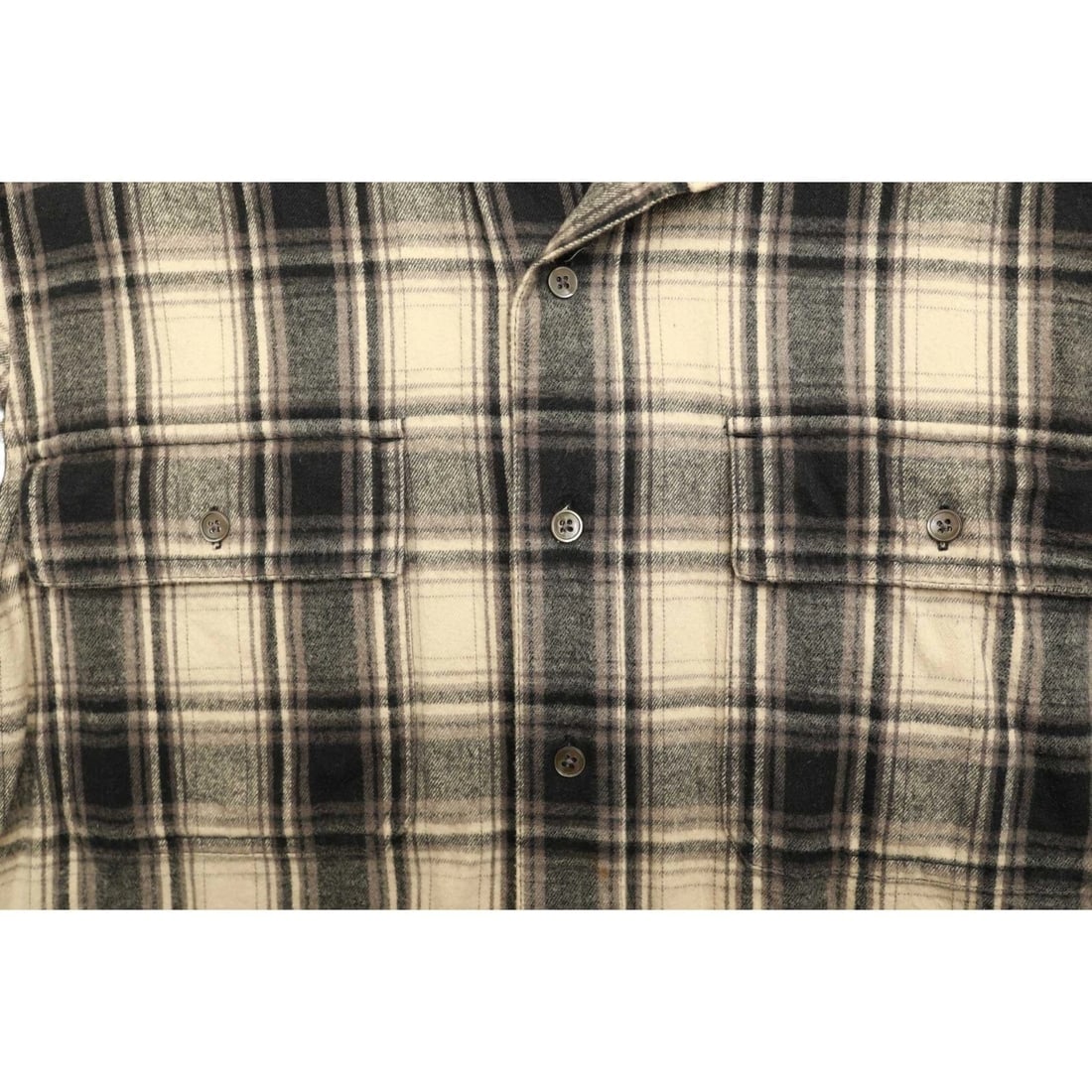 James Perse Cream Black Check Cotton Button Down Flannel Shirt Top size 1 - 8
