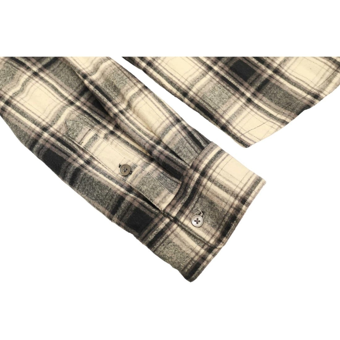 James Perse Cream Black Check Cotton Button Down Flannel Shirt Top size 1 - 9