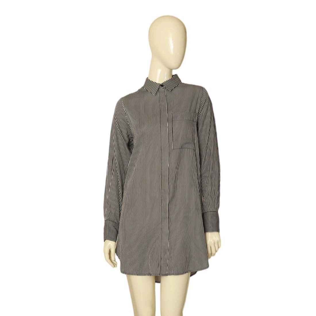 Kendall + Kylie Black & White Striped Button Down Shirt Tie Ribbon Back size S - 2