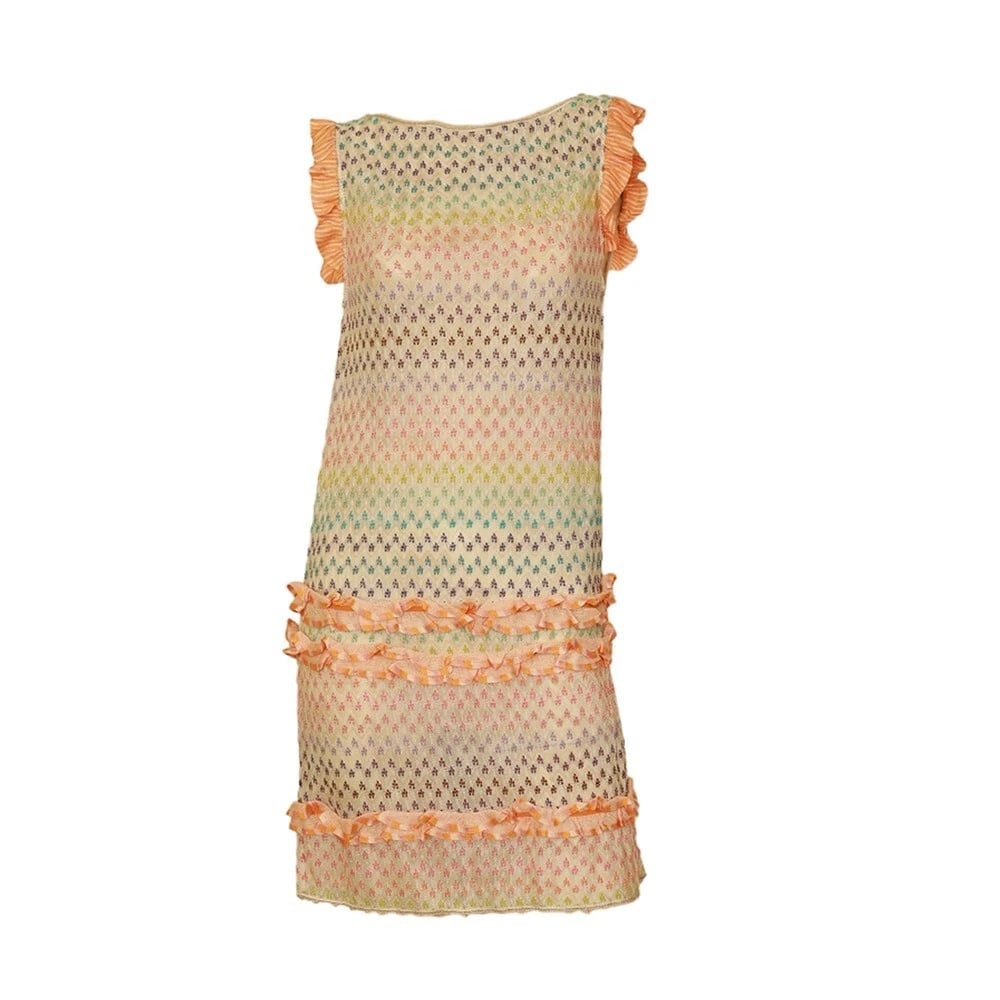 Missoni Mare Multicolored Sleeveless Ruffled Mini length Knit Dress Size 40 - 11