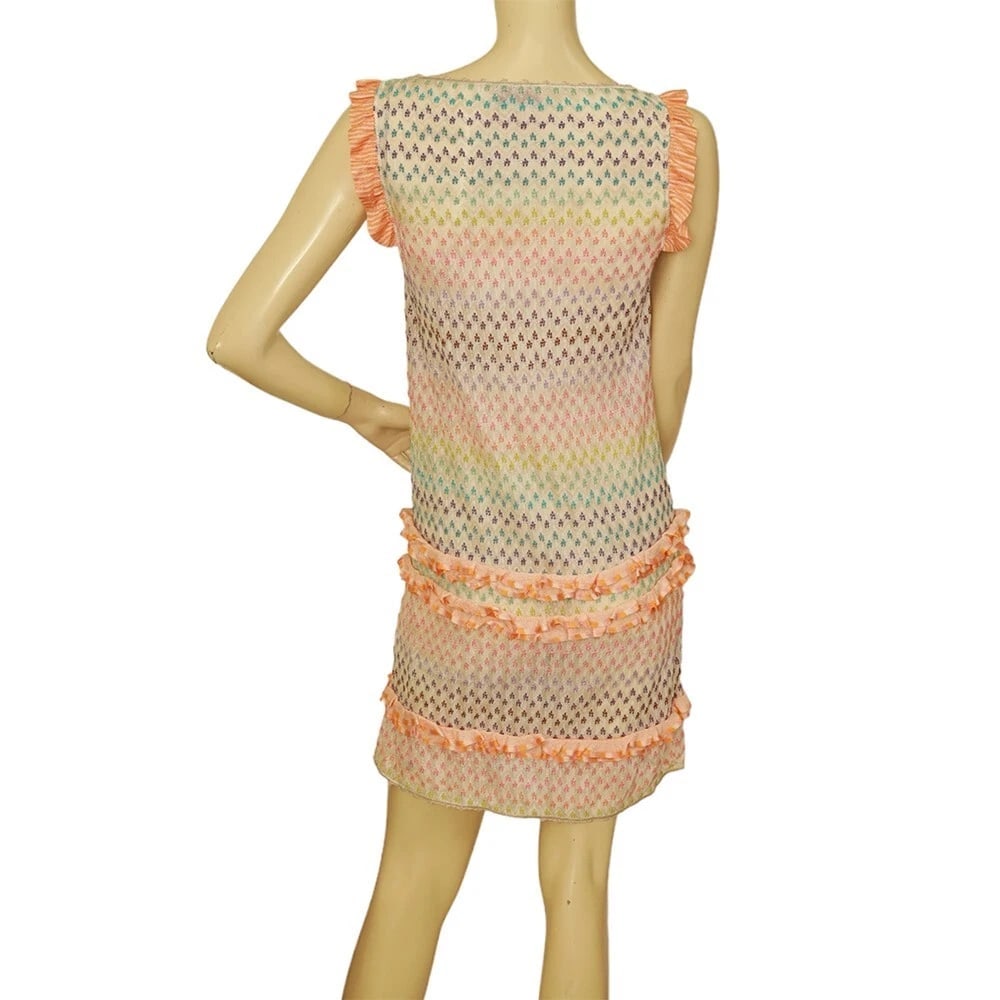 Missoni Mare Multicolored Sleeveless Ruffled Mini length Knit Dress Size 40 - 2