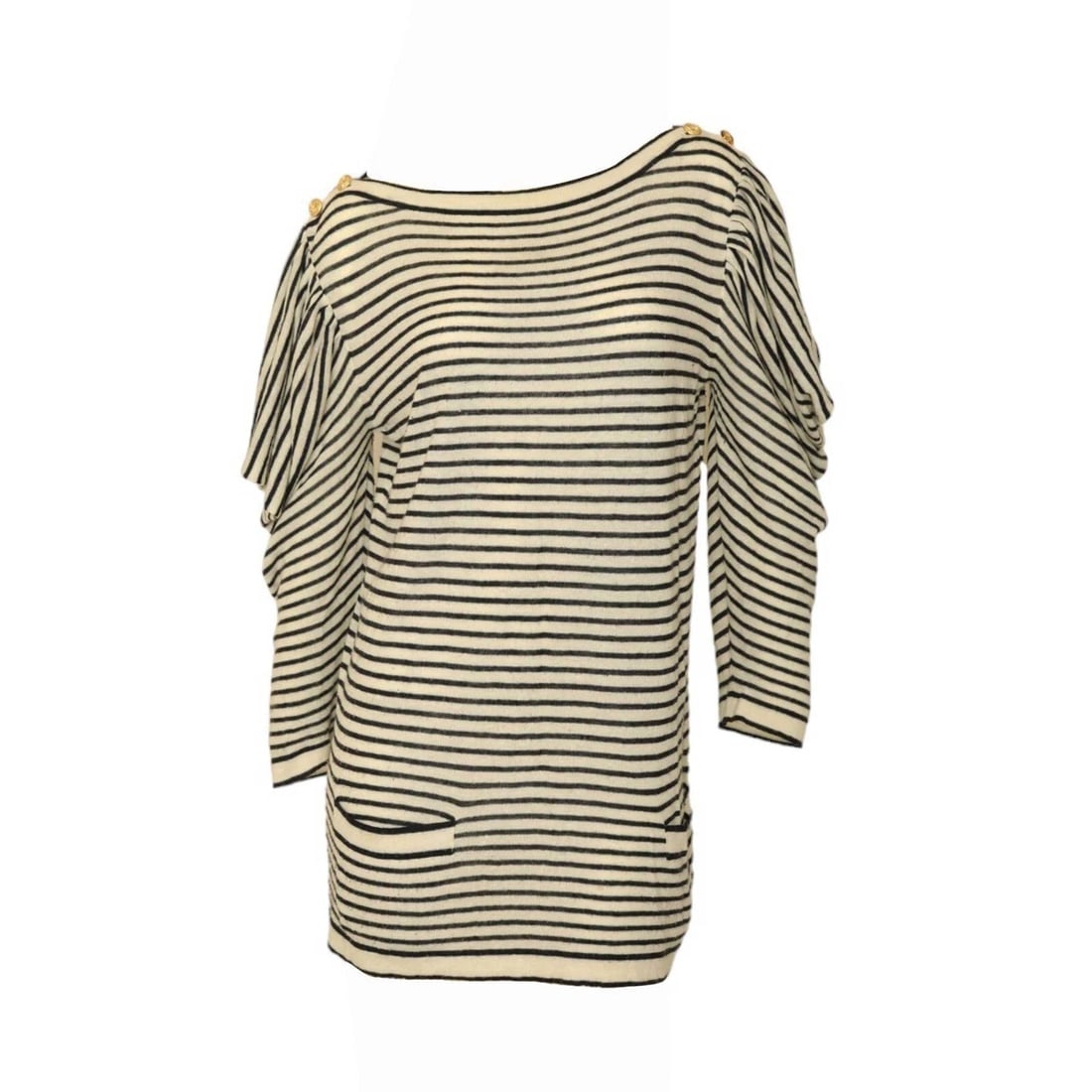 Stella McCartney Black White Stripes Cashmere Knit Boat Neck Sweater Top size 44 (1 of 11)