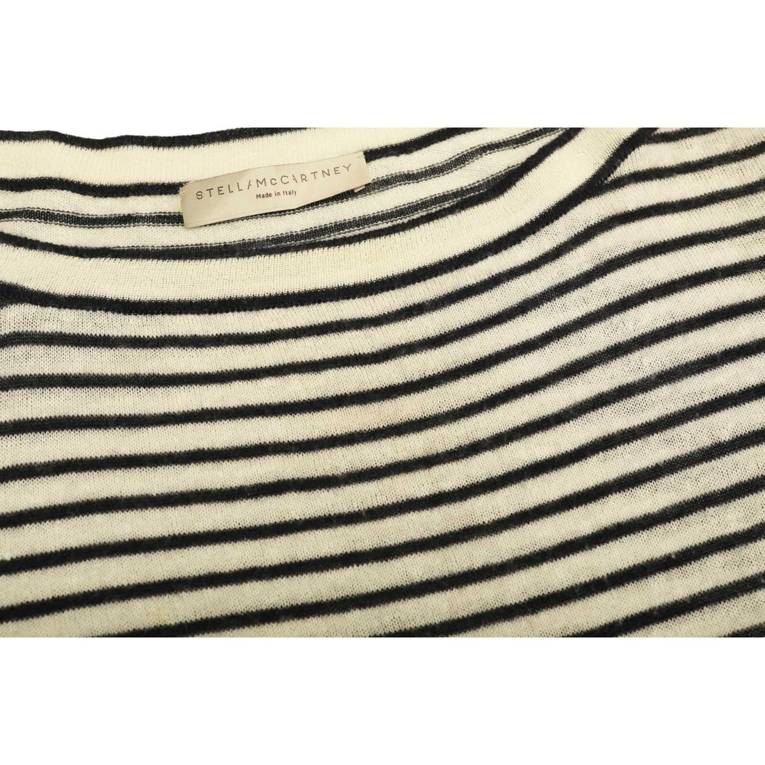 Stella McCartney Black White Stripes Cashmere Knit Boat Neck Sweater Top size 44 - 4
