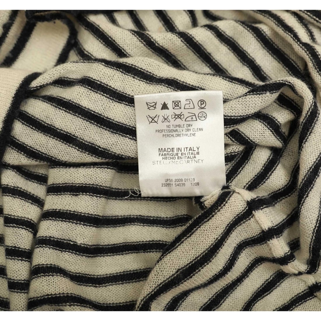 Stella McCartney Black White Stripes Cashmere Knit Boat Neck Sweater Top size 44 - 5