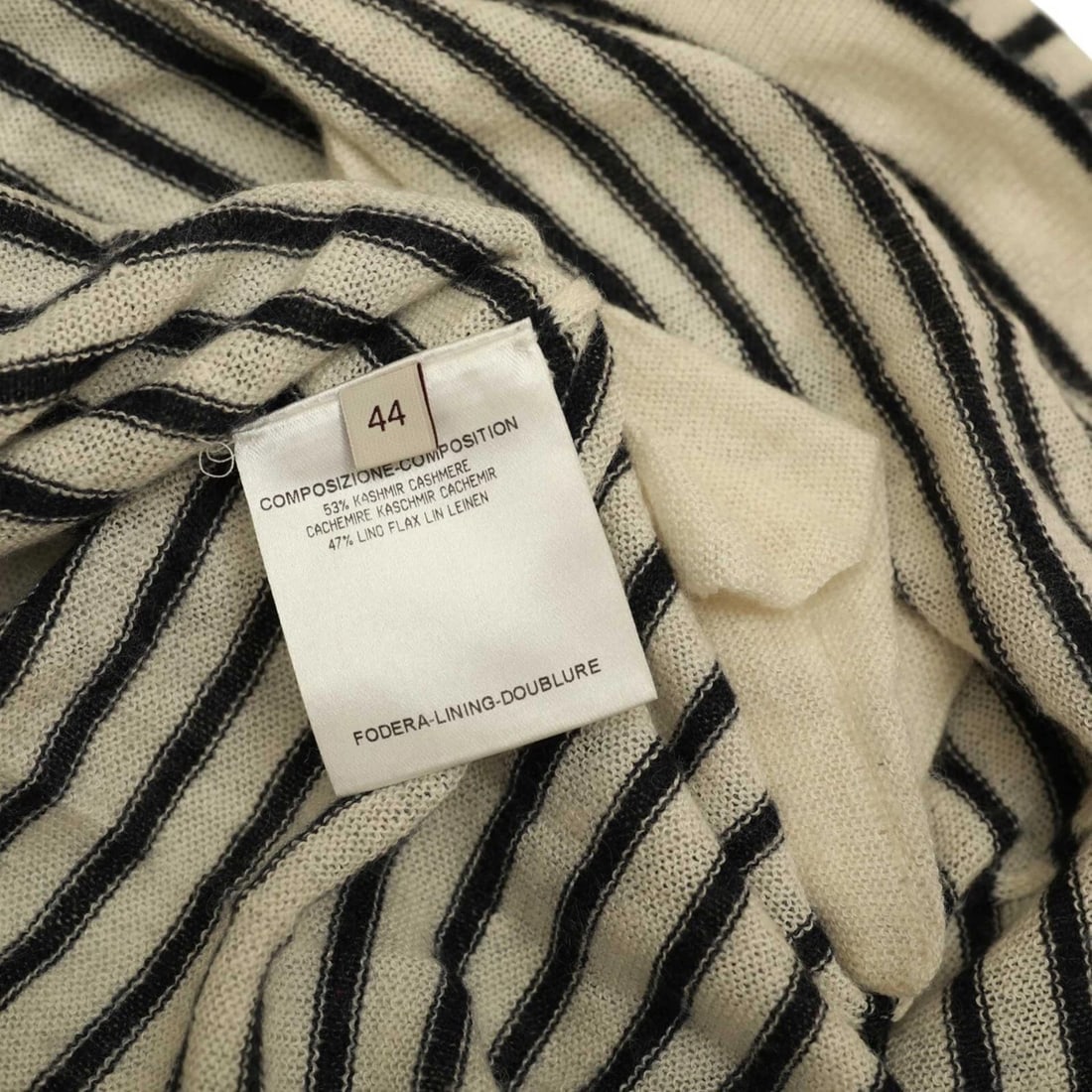Stella McCartney Black White Stripes Cashmere Knit Boat Neck Sweater Top size 44 - 6