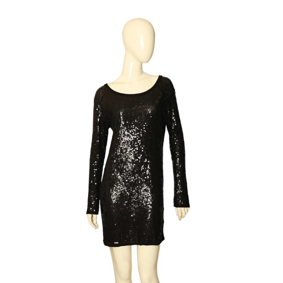 Chloe Black Fully Sequined Long Sleeves Short Mini Length Dress size S (1 of 8)