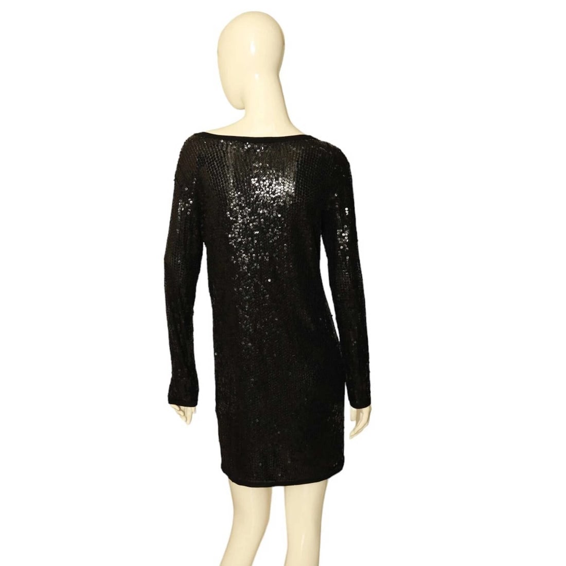 Chloe Black Fully Sequined Long Sleeves Short Mini Length Dress size S - 2