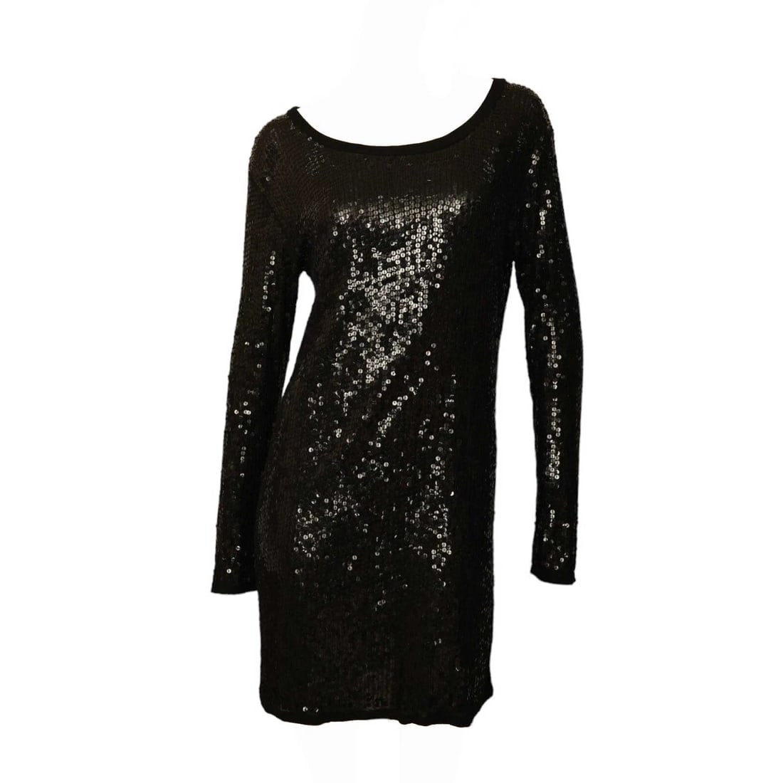 Chloe Black Fully Sequined Long Sleeves Short Mini Length Dress size S - 3